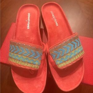 Donald J. Pliner Coral Embroidered Slide Sandals